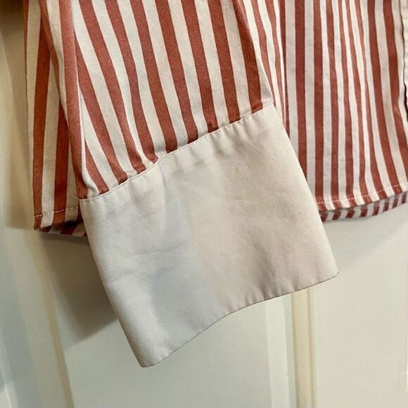 7th Avenue New York and Company Pink Striped V-Neck Button Down XL - Picture 3 of 11